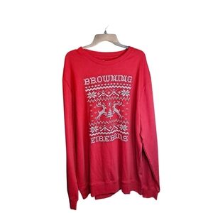 Christmas Sweatshirt Men's XXL Red 100% Cotton Reindeer Tree Festive